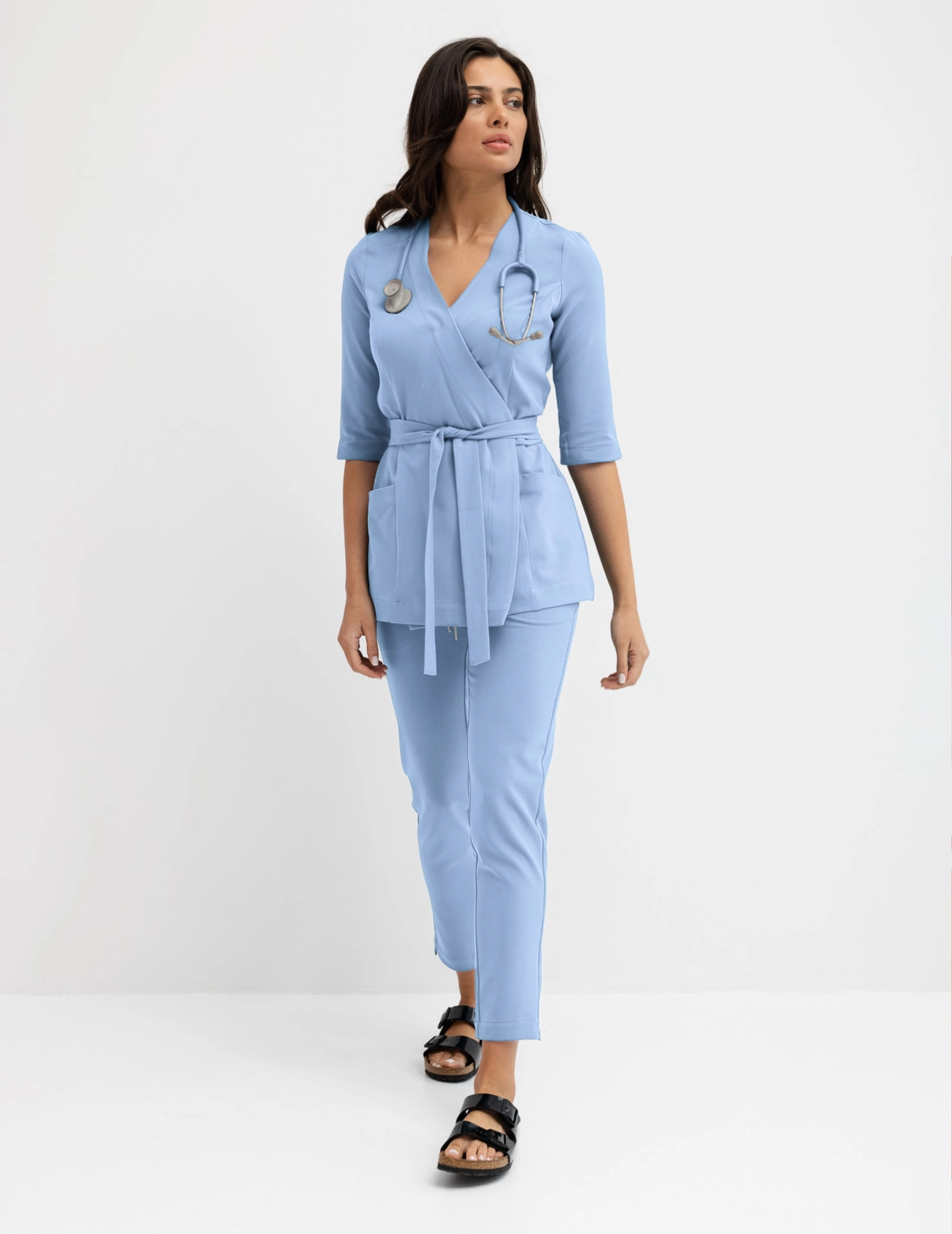 Medizinische Wickelbluse Rosalie - CEIL BLUE