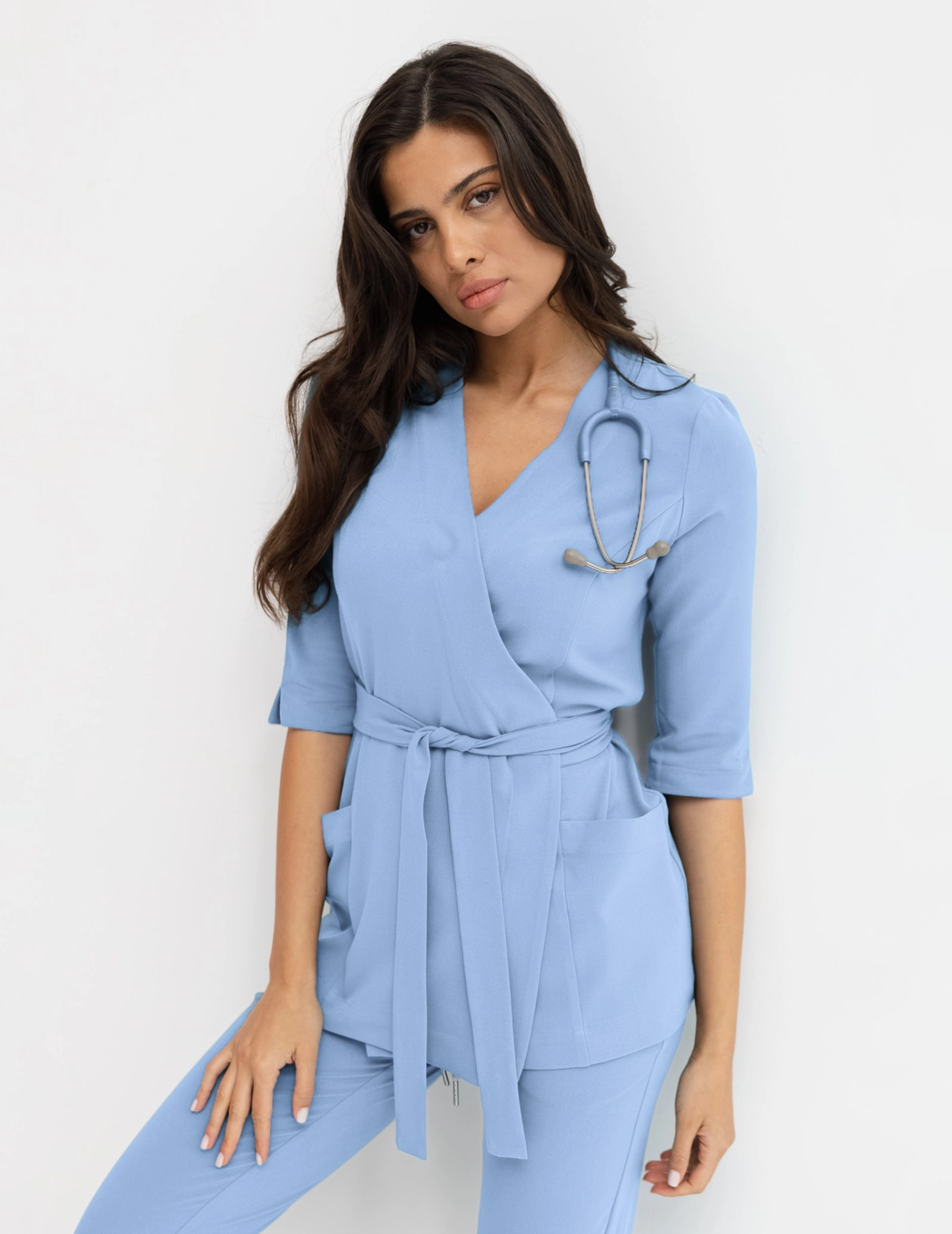 Medizinische Wickelbluse Rosalie - CEIL BLUE