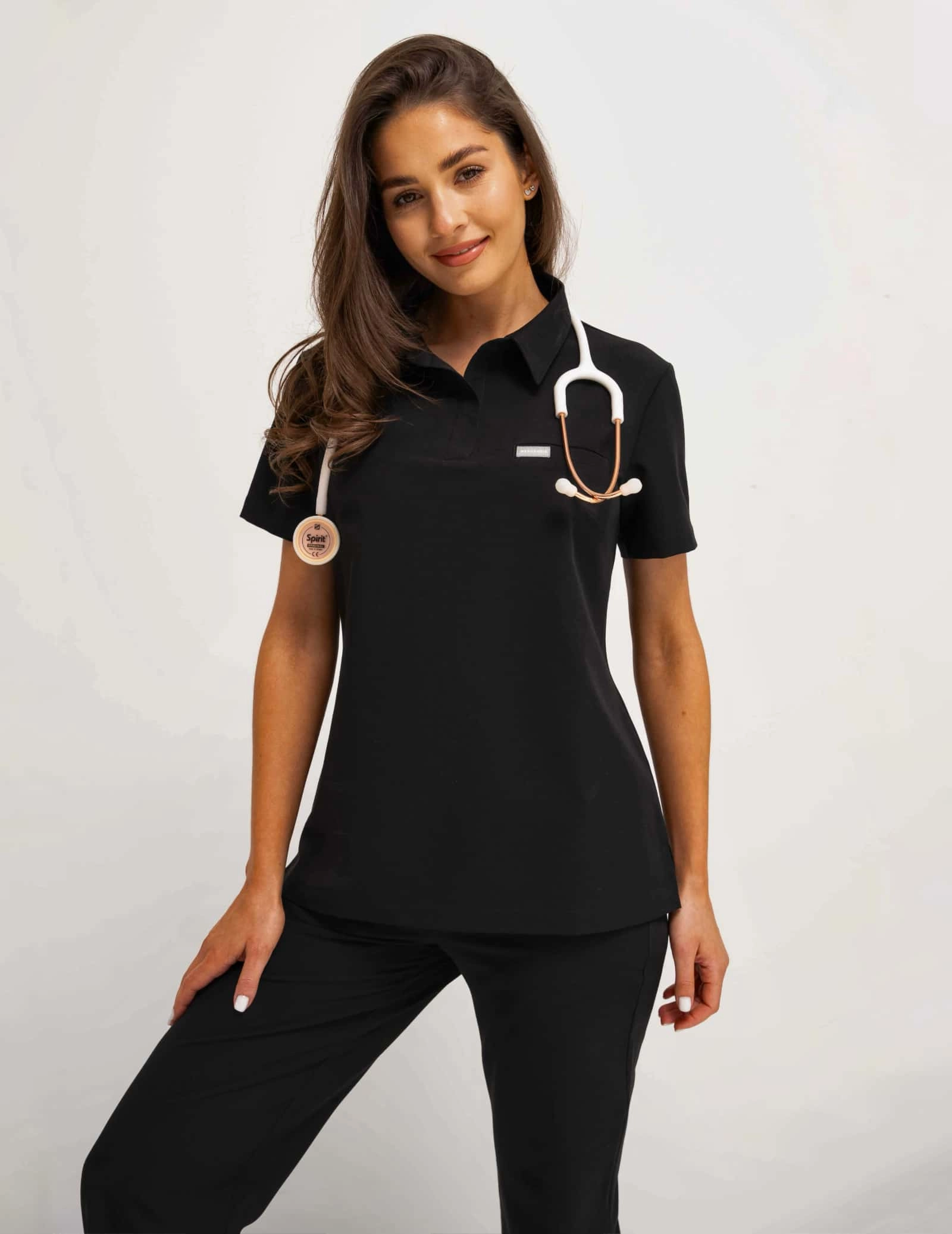 Medizinische Bluse Polo - BLACK