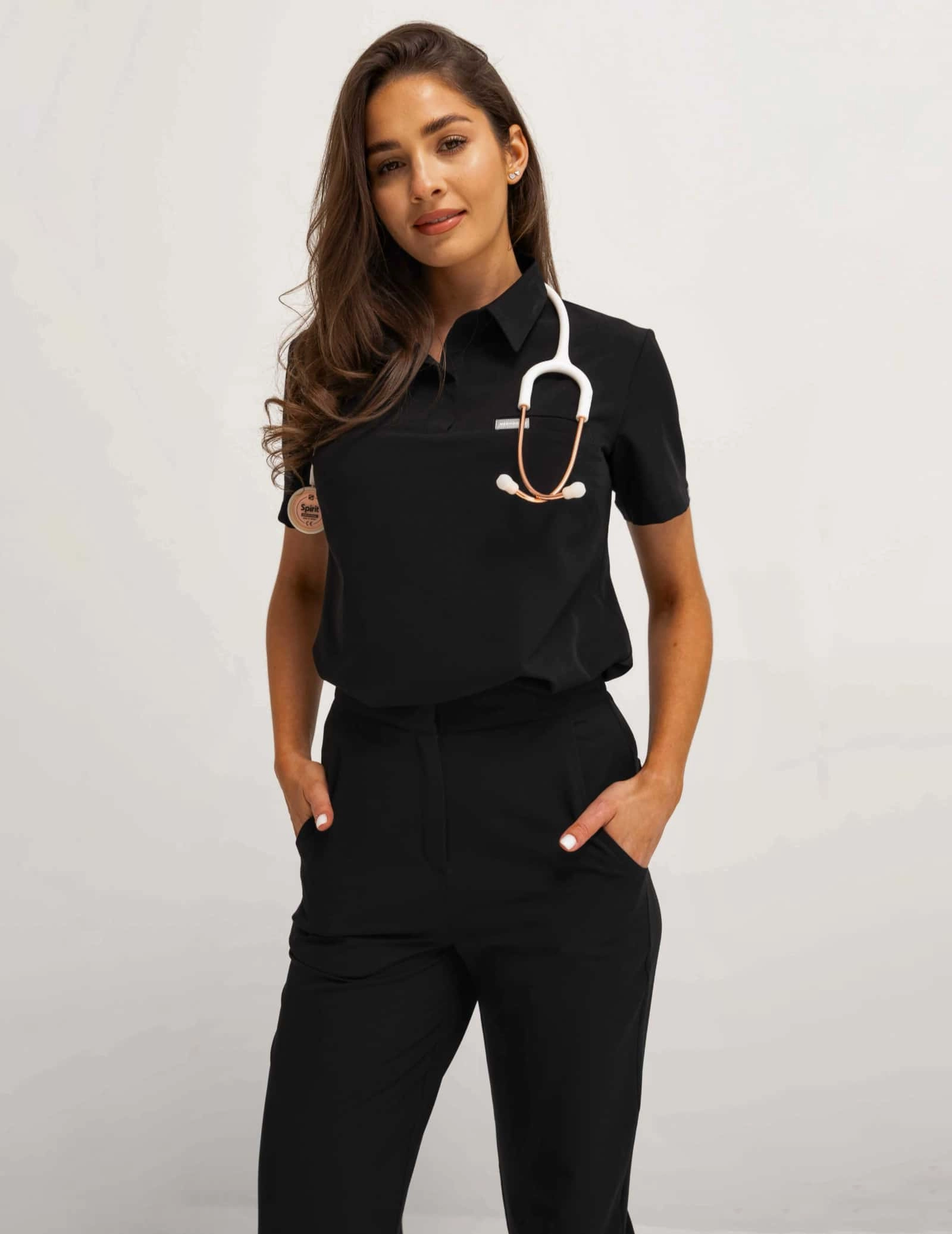 Medizinische Bluse Polo - BLACK