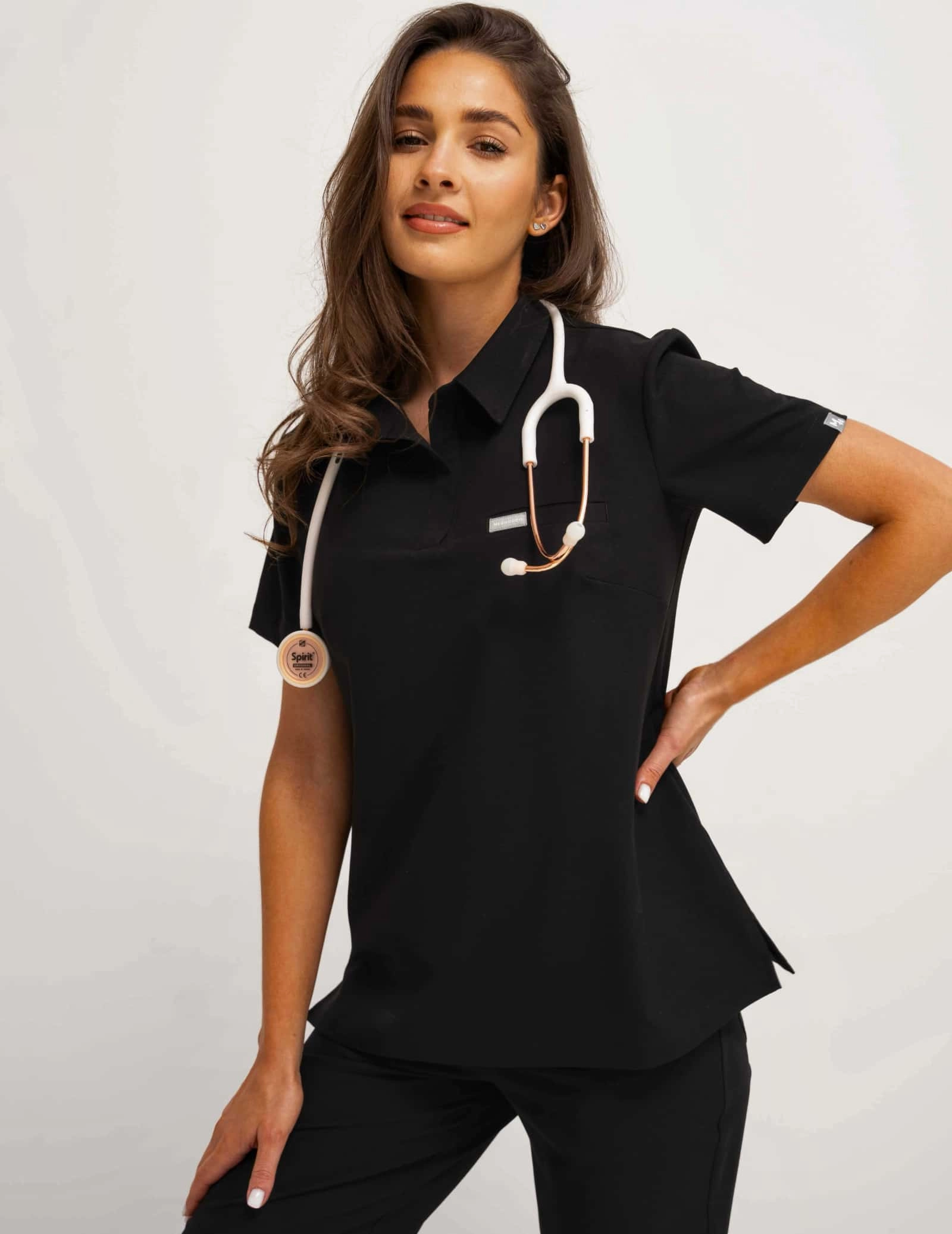 Medizinische Bluse Polo - BLACK