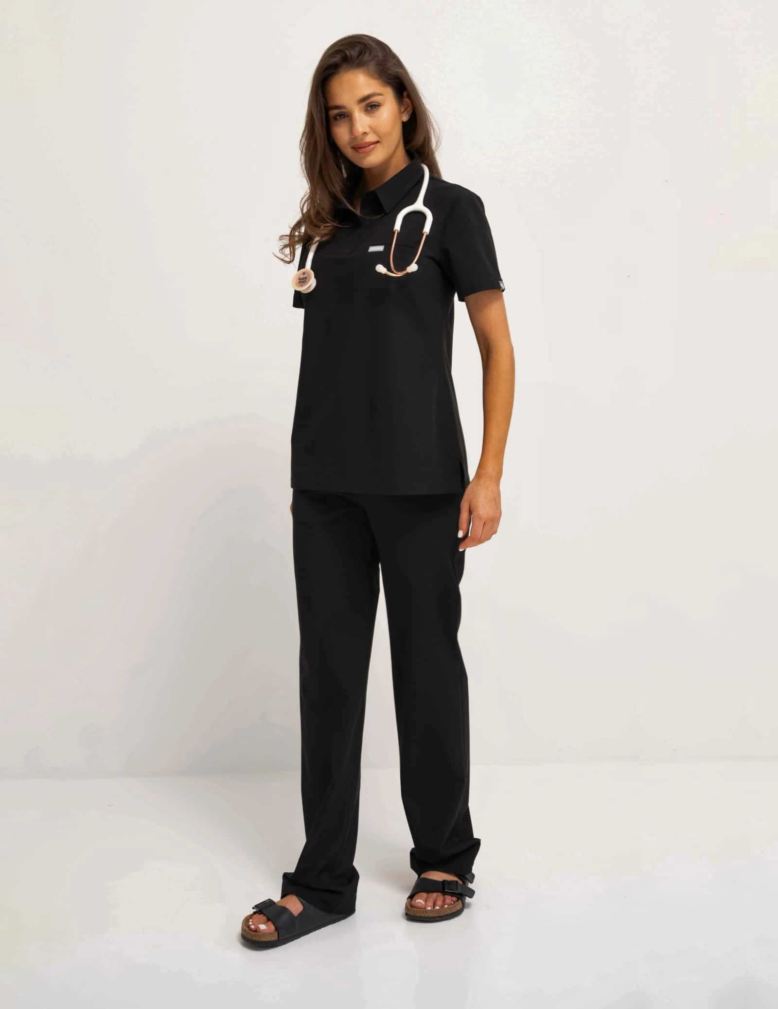 Medizinische Bluse Polo - BLACK