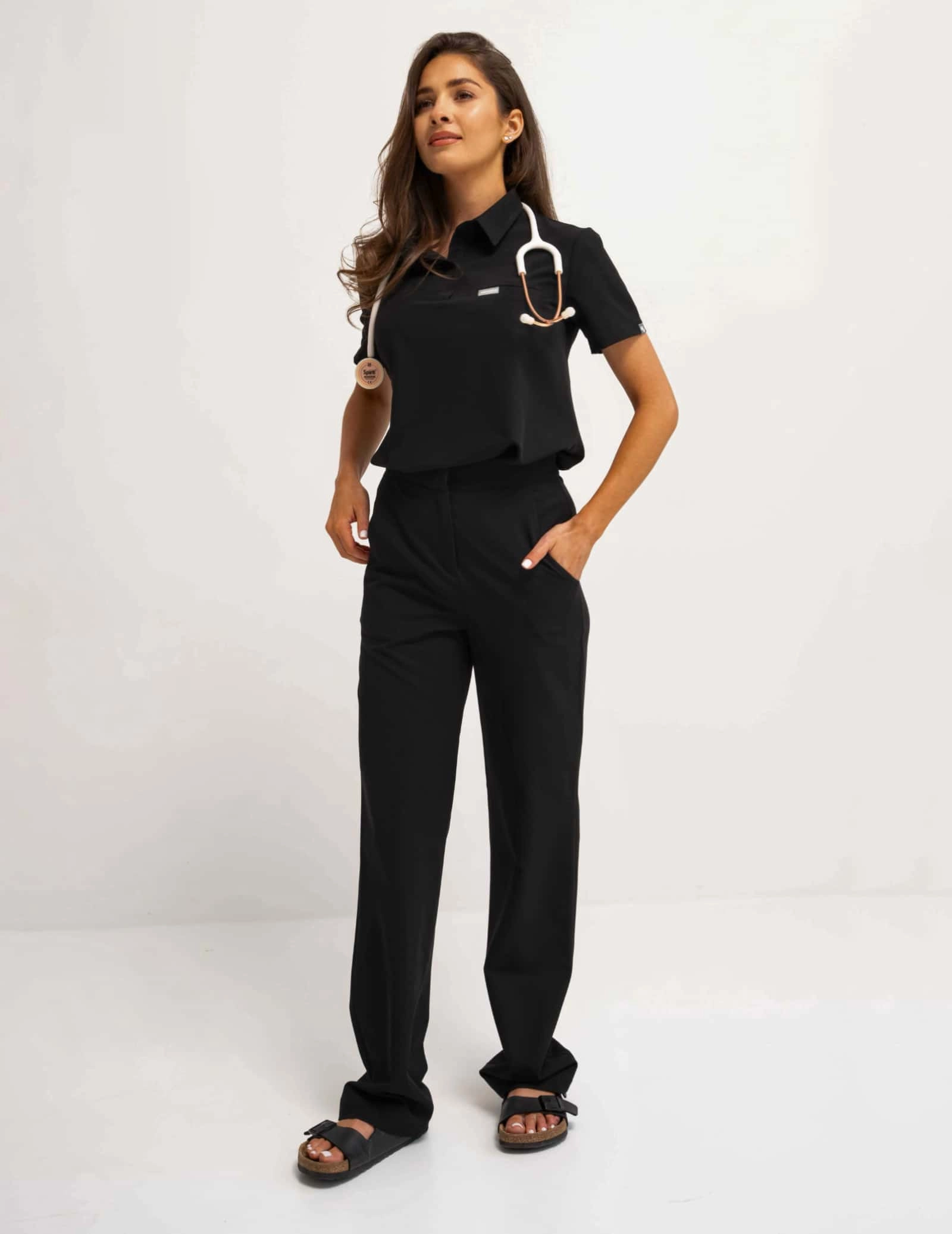 Medizinische Bluse Polo - BLACK